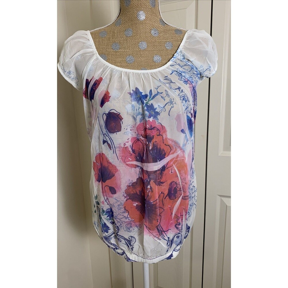 Vtg Wet Seal Womens Y2K Blouson Top Fairy Sheer Medium Made In USA Sheer Dainty